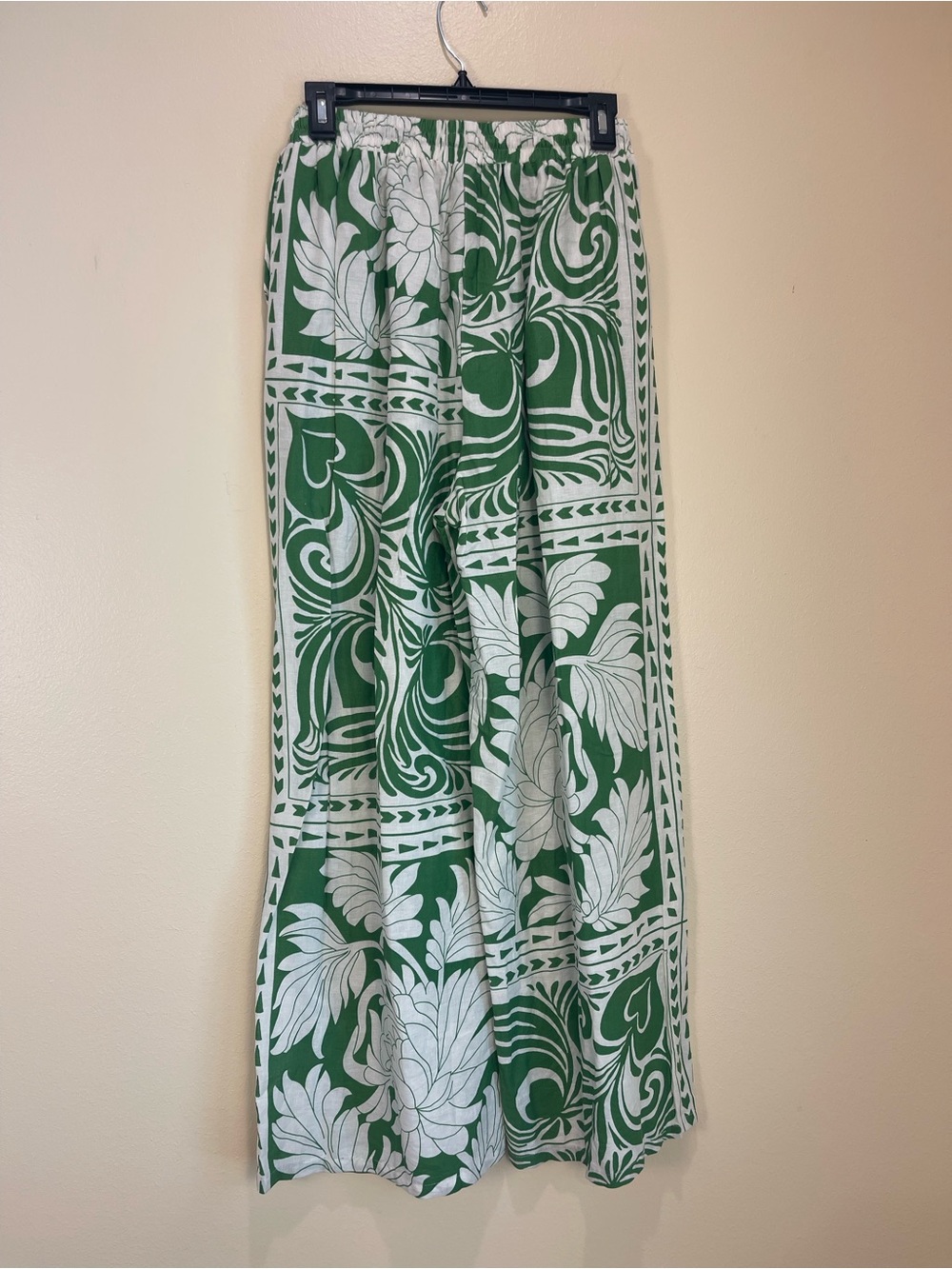 C&C California Green White Tropical Linen Blend Wide Leg Pants M Pull On NWT - Picture 10 of 14
